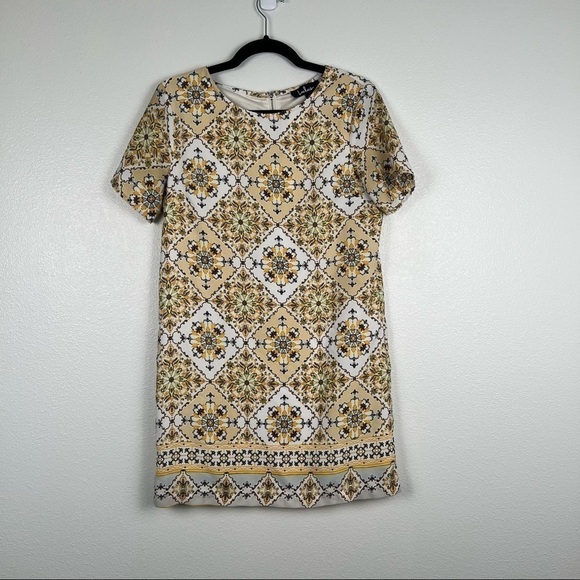 Lulus Dandy Lion Yellow Print Mini Dress S - Picture 5 of 11